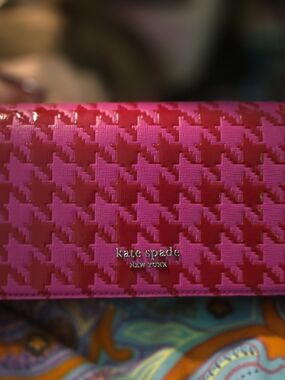kate spade Pink and Red Houndstooth Side Bag